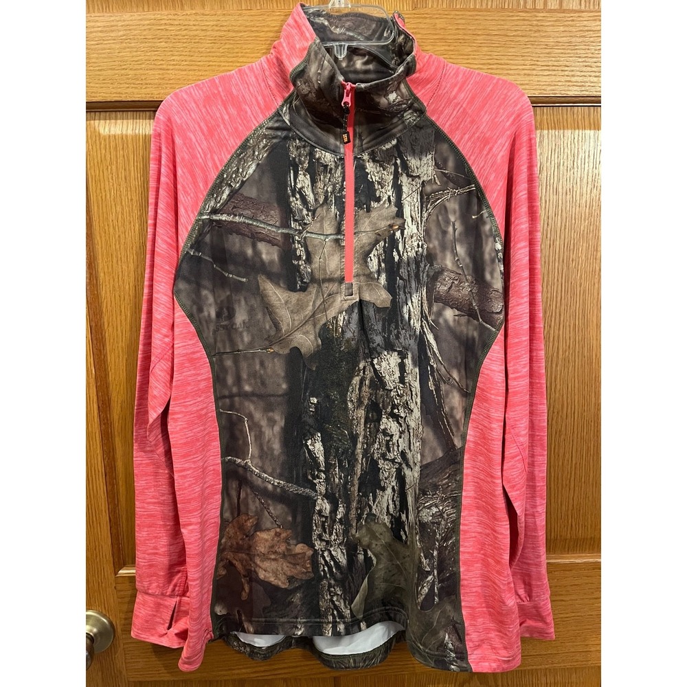 Barbiecore Camo Y2K Country Sporty Stretch Womens XL  1/4 Zip LongSleeve Hunting